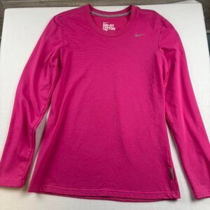 Nike Pink Dri-FIT Long Sleeve Cotton Tee | Size Medium